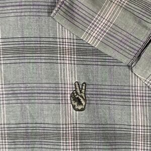 John Varvatos Button Down Shirt Men's 2XL Gray Plaid Preppy Causal